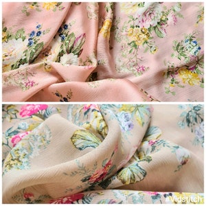 Vintage Floral Chiffon Fabric Lightweight Sheer Material for Dresses and Scarves Clearance from Closing Shop