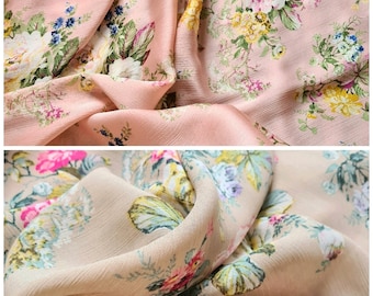 Vintage Floral Chiffon Fabric Lightweight Sheer Material for Dresses and Scarves Clearance from Closing Shop