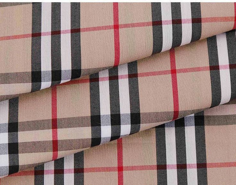 Beige Tartan Cotton Fabric | Etsy