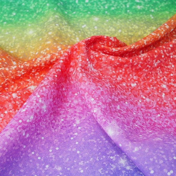 Rainbow Glitter Designer Cotton Fabric