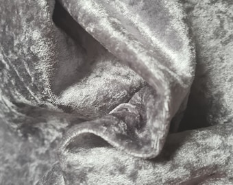 Silver Crushed Velvet Fabric for Luxury Upholstery Cushions and Decor Clearance from Closing Shop