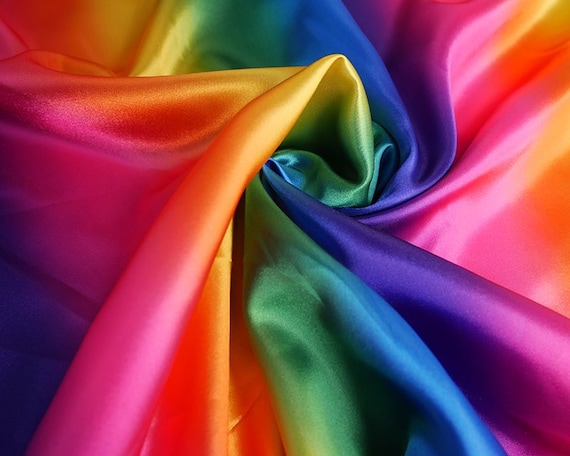 Rainbow satin fabric deals
