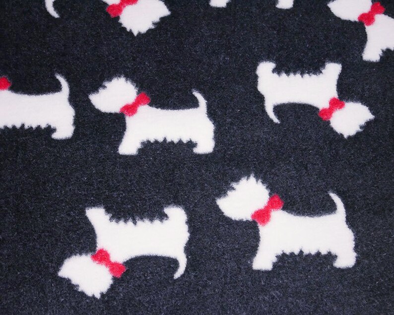 Navy Scottie Dog Soft Fleece Fabric Etsy