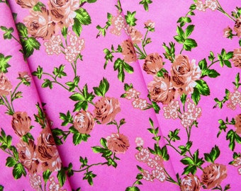 Little Roses Pink Cotton Poplin Fabric