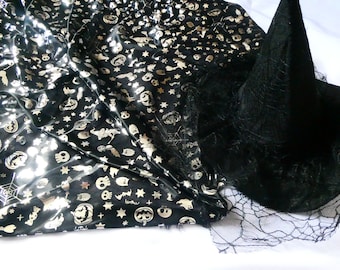Halloween Witches Foil Print Fabric  Costume and Party Craft Clearance from Closing Shop