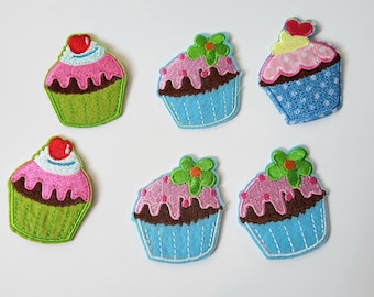 Cupcake Iron On Appliques Funky Embroidered Patches for Kids Clothes and Crafts Clearance from Closing Shop
