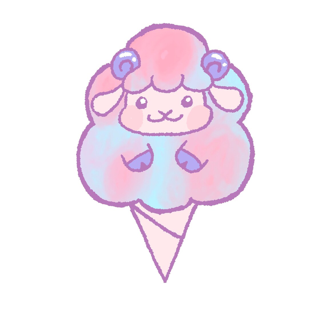 Cotton Candy Sheep Die Cut Sticker - Etsy