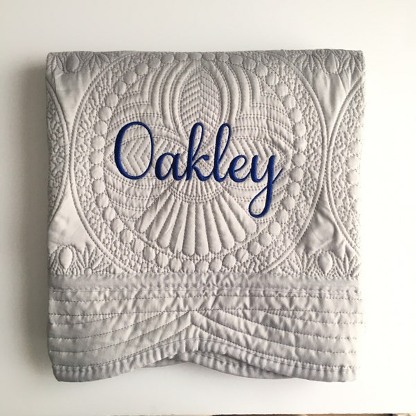 Personalized New Mom Baby Shower Gift - Custom Baby Name Heirloom Keepsake Quilt - Embroidered Monogram Blanket for Baby Girl or Boy