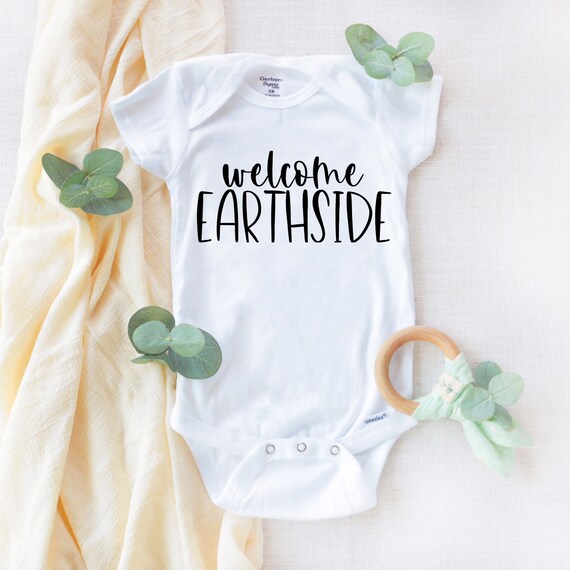 Welcome Earthside Onesie New Baby Gift Baby Onesie Etsy etsy