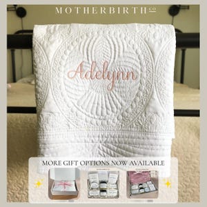 Personalized Baby Blanket with Name: Custom Embroidered Quilt for Baby Girl or Boy, Baby Shower Gift (36" by 46", 100% Cotton)