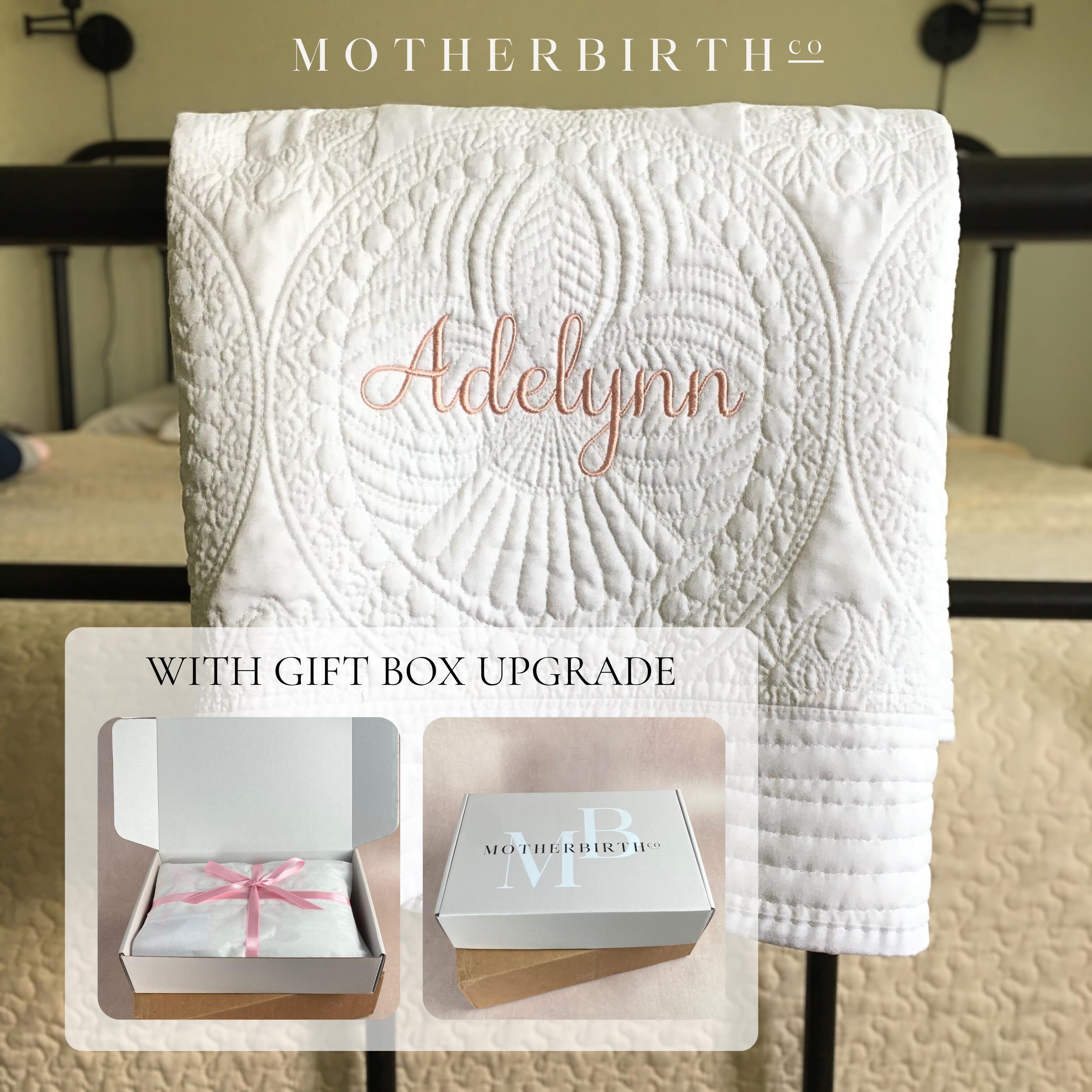 Personalized Baby Blanket with Name: Custom Embroidered Quilt for Baby Girl or Boy, Baby Shower Gift (36" by 46", 100% Cotton)