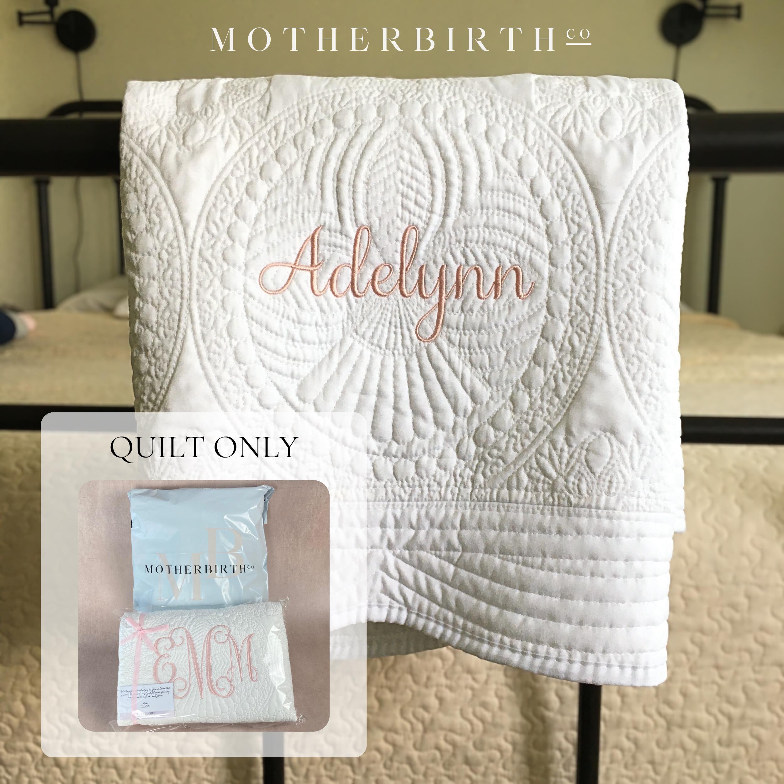 Personalized Baby Blanket with Name: Custom Embroidered Quilt for Baby Girl or Boy, Baby Shower Gift (36" by 46", 100% Cotton)