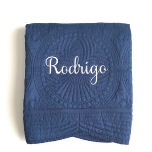 Embroidered Heirloom Baby Blanket: Personalized Cotton Quilt, Scalloped Edge