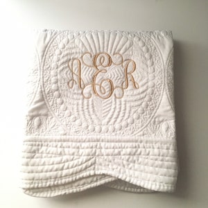 Personalized New Mom Baby Shower Gift Custom Baby Name Heirloom Keepsake Quilt Embroidered Monogram Blanket for Baby Girl or Boy image 1