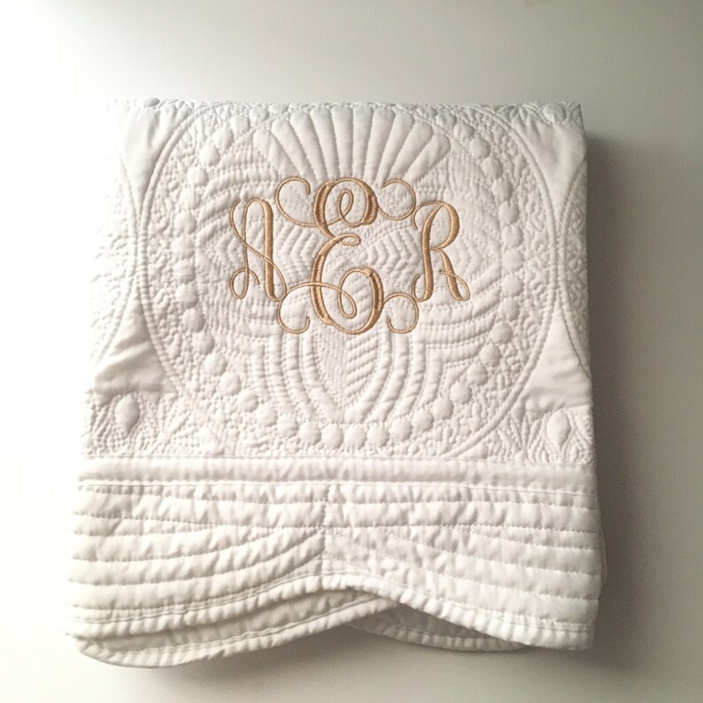 Personalized New Mom Baby Shower Gift Custom Baby Name Heirloom Keepsake Quilt Embroidered Monogram Blanket for Baby Girl or Boy image 1