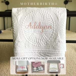 Personalized Baby Blanket with Name: Custom Embroidered Quilt for Baby Girl or Boy, Baby Shower Gift (36" by 46", 100% Cotton)