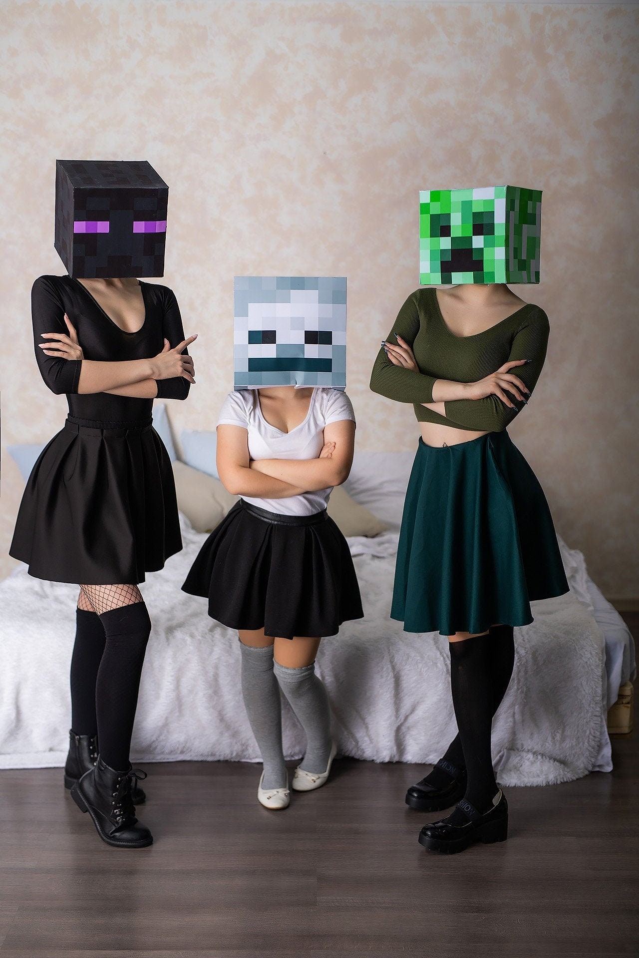 Mask cosplay minecraft creeper / enderman / skeleton / Steve Etsy