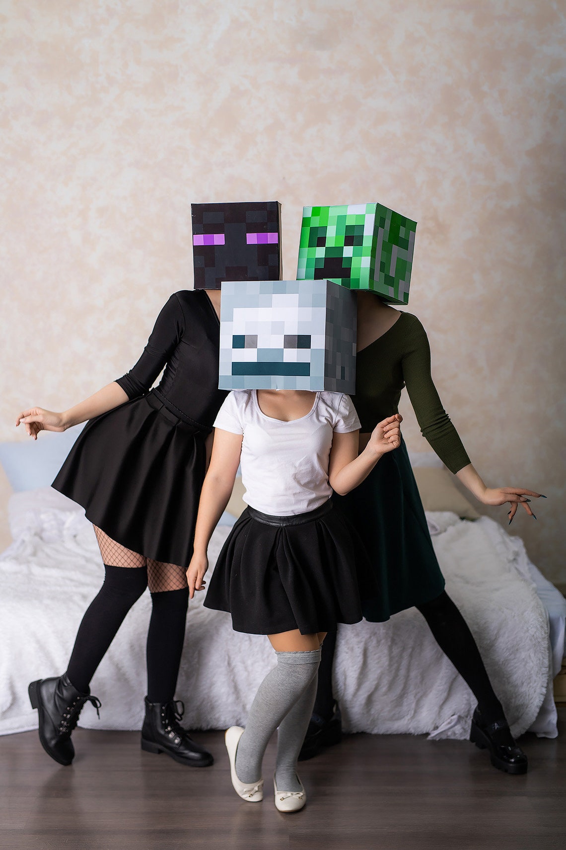 Mask cosplay minecraft creeper / enderman / skeleton / Steve | Etsy