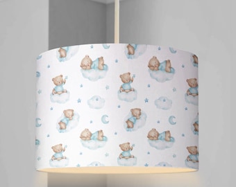 Blue Bears on the Clouds Lampshade, Nursery Lampshade, Ceiling Lampshade or Table Lampshade, Bear on Clouds Decor, Kids and Baby Lampshade