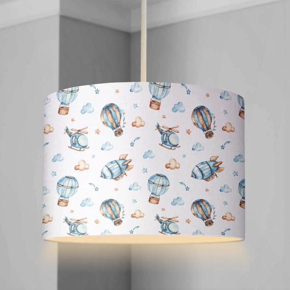 Blue Hot Air Balloon Lampshade, Nursery Lampshade, Ceiling Lampshade or  Table Lampshade, Hot Air Balloon Decor, Kids and Baby Lampshade