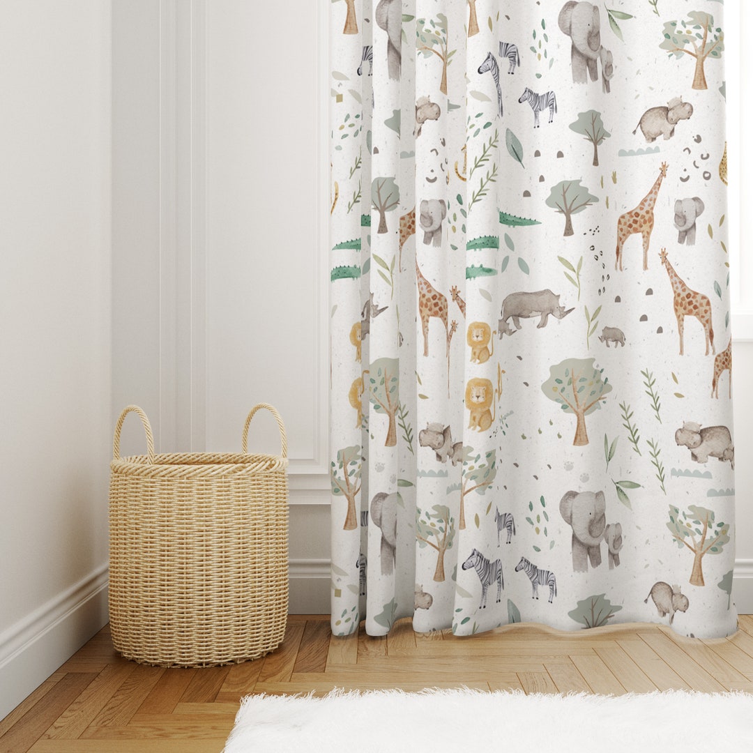 Salt Safari Animal Curtains, Cute Safari Nursery Curtains Blackout