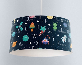 ABC Space planet Lampshade, Nursery Lampshade, Children's Room Decor, Space decor, Kids lampshade, Nursery lampshade, space theme, planets