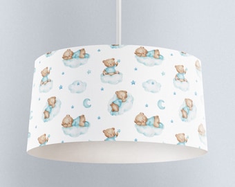 Bears in Clouds BLUE Lampshade, Nursery Lampshade, Children's Room Decor, Cloud decor, Kids lampshade, Nursery lampshade, Bear nursery