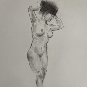 Sensual art. This is a original charcoal drawing by pantelstudio, art,charcoal,wall art,charcoal,realism, figurative art