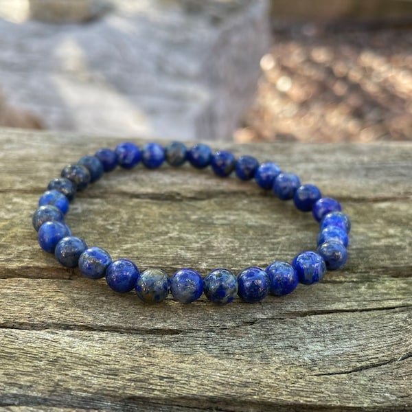 Bracelet élastique en Lapis Lazuli naturel, Made in France