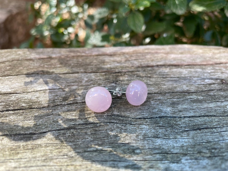 Boucles d'oreilles en pierre naturelle, Made in France Quartz rose