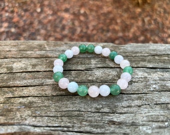 Green Aventurine Rose Quartz And Citrine Bracelet Bracelet In