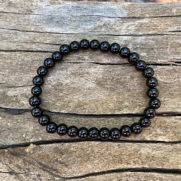 Bracelet élastique de Lithothérapie en Onyx naturel, Made in France