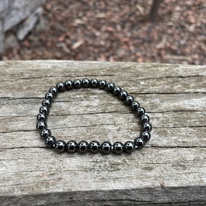 Elastic bracelet in Hematite Magnetite, Made in France