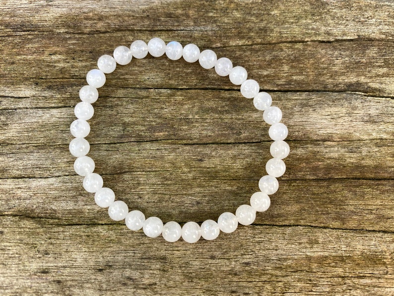 Elastic bracelet in natural Moonstone, Made in France image 2