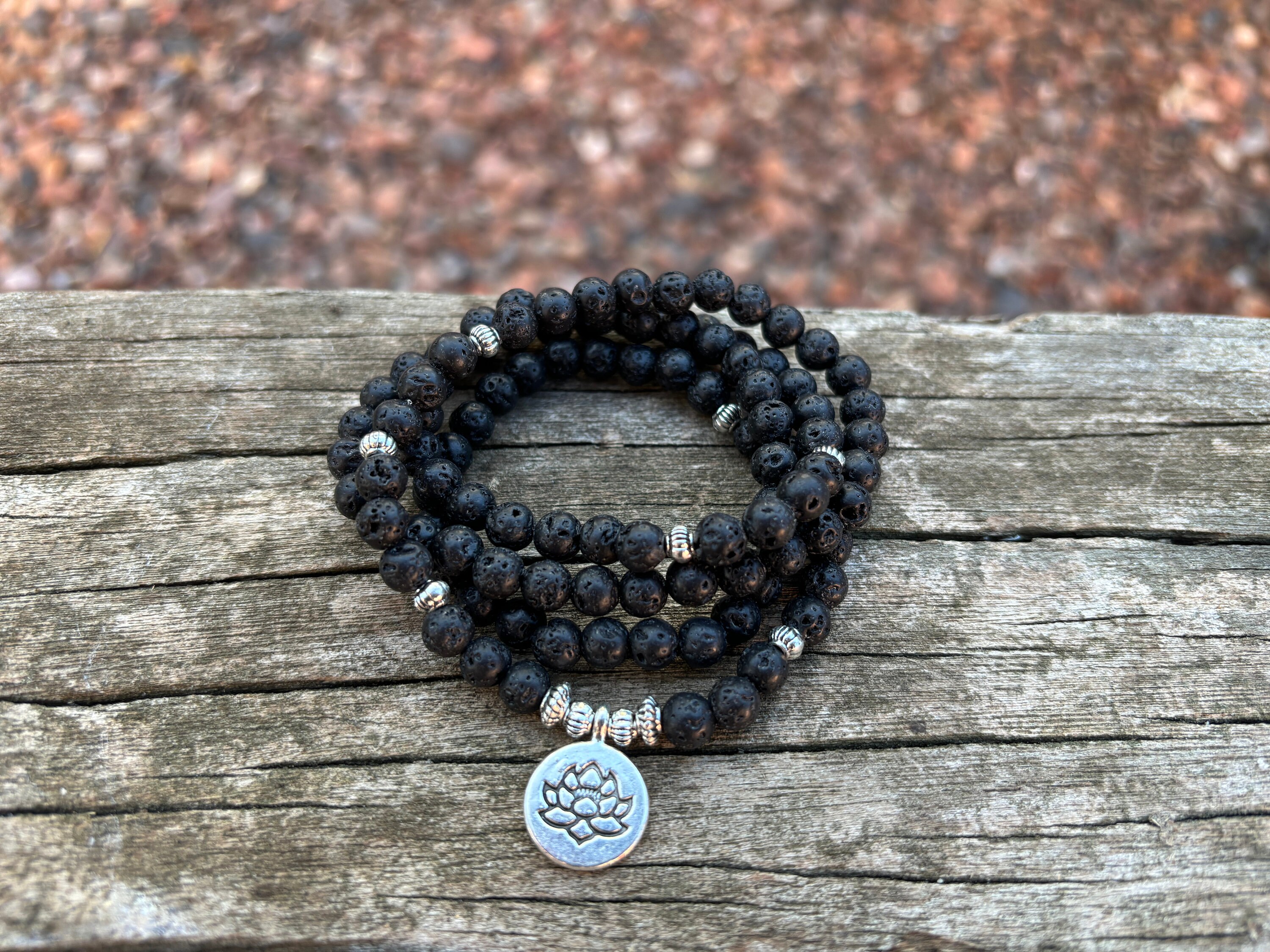 Bracelet Perles Noires En Pierre Naturelle - Gommage - Porte-bonheur - Unisexe