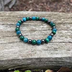 Bracelet en Malachite, Hématite et Apatite, Made in France Aucune