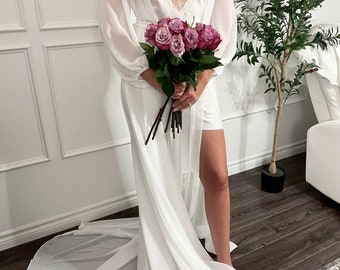 LUXE CHIFFON ROBE | floor length | bridal robe | soft