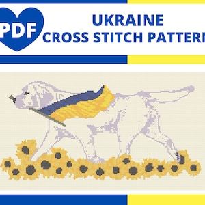Ukraine Cross-Stitch Pattern - My faithful friend , PDF Instant Download, Stand With Ukraine, No War, Dog cross-stitch pattern