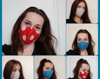 Ansiktsmask, Tvättbar ansiktsmask, Återanvändbar ansiktsmask, Dammmask, ansiktsmask med filterficka