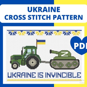 Ukraina korsstygnsmönster - Ukraina är oövervinnerligt, PDF direktnedladdning, Stå vid Ukrainas sida, inget krig
