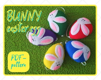 Bunny Rabbit Easter Egg Sewing Pattern, Felt Bunny Stuffed Animal Pattern, Easter Decor Egg Hand Sewing, Plush Bunny  Easter Decor, PDF