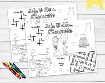 Wedding Printable Activity - Wedding Activity Sheet for Kids - Wedding Game - Wedding Coloring Page - Wedding Placemat - Customized Favor