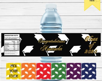 Graduation Party Water Bottle Label Printable-Graduation Water Label - YOU PRINT Water Label- Class of 2021 Party Favor-Digital-Printable