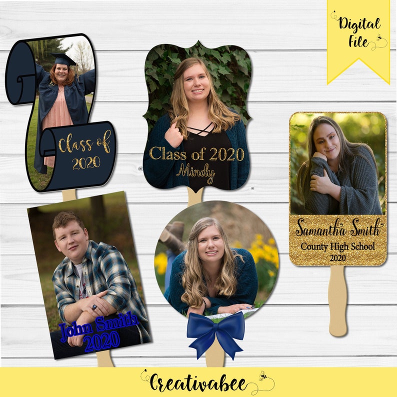 Personalized Graduation Fans - College or High School - Hand Fans - Printable ANY Colors - Custom Fans - Class of 2022 