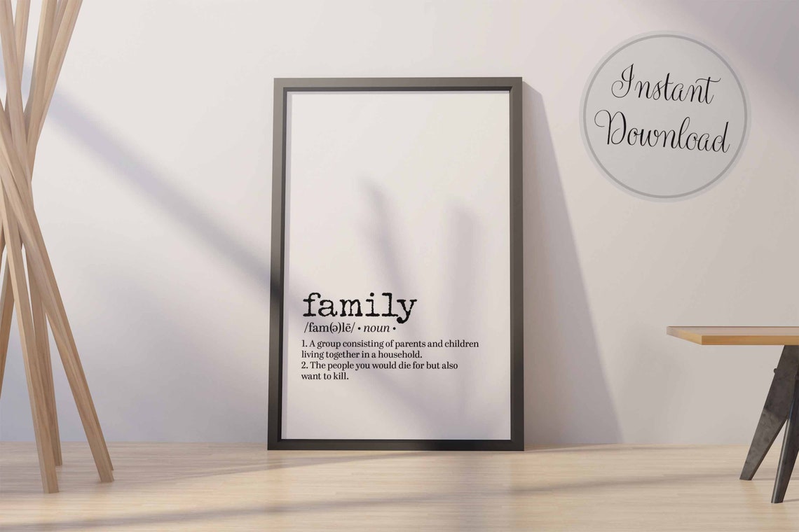 Family Definition Wall Art Instant Download Printable Etsy