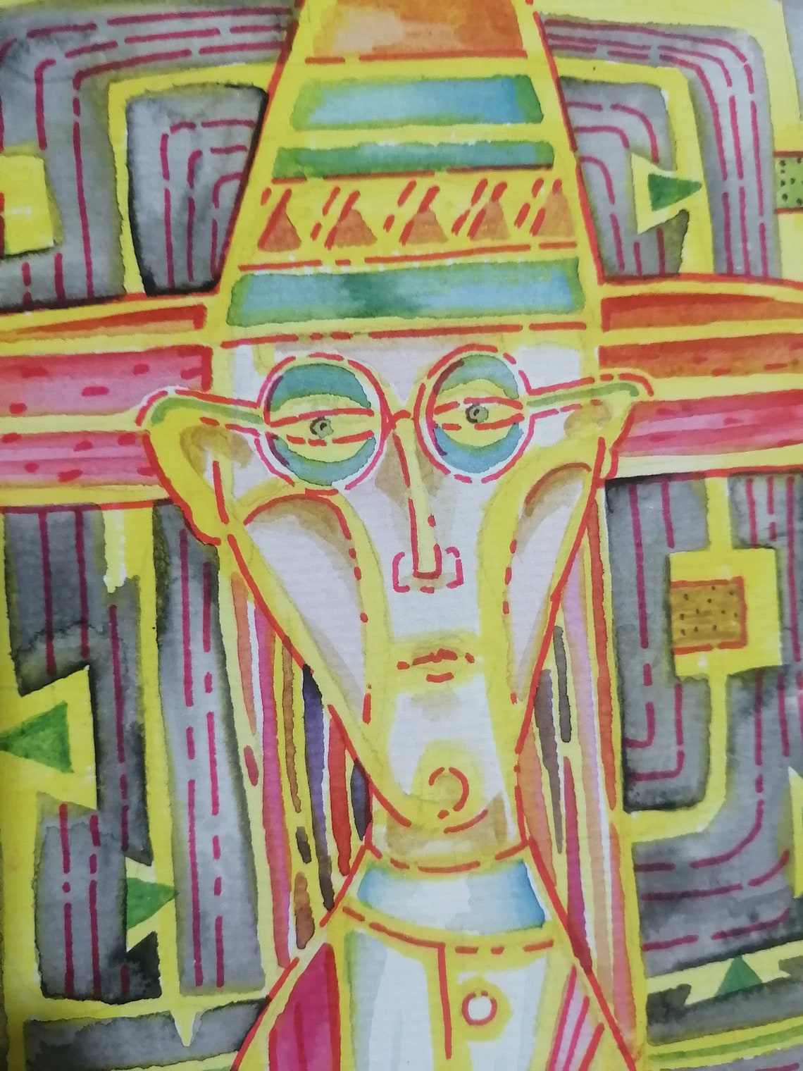 Original watercolor geometric picture Abstract watercolor Etsy