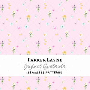 Modèle sans couture pastel coquette marguerite, fleurs sauvages Cottagecore rose bleu printemps été fleurs, répétition botanique, fichier en téléchargement numérique