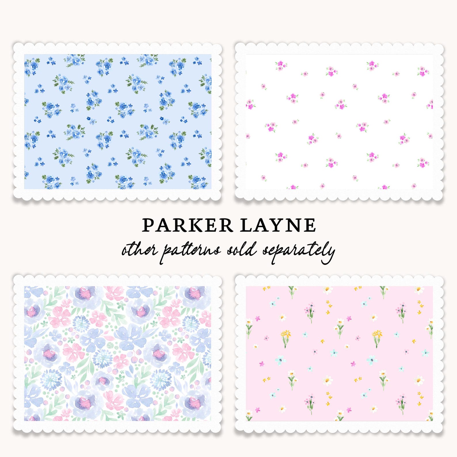 4th of July Ditsy Floral Seamless Pattern: Red, White & Blue Watercolor ...