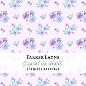 Coquette lilas fleurs printanières aquarelle transparente Bouquet de Pâques floral bleu bleuet vintage | Téléchargement numérique