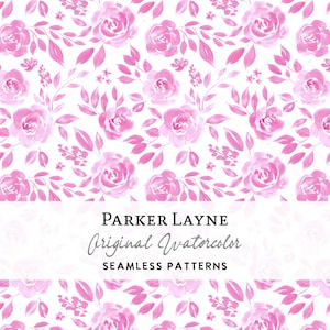 Modèle sans couture de roses roses, coquette aquarelle florale vintage, fleurs damassées Shabby Chic Chateaucore, Parker Layne